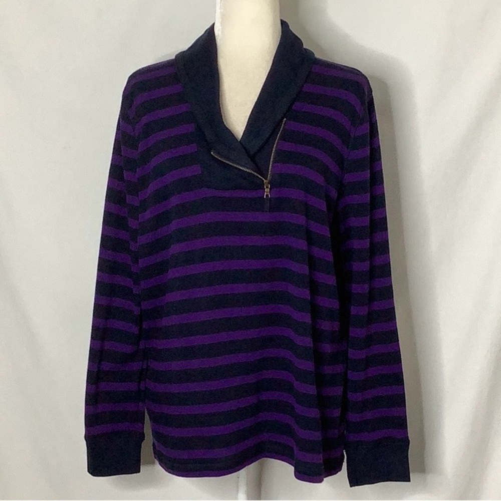 Ralph Lauren Purple and Black Striped Shirt Size 2X
